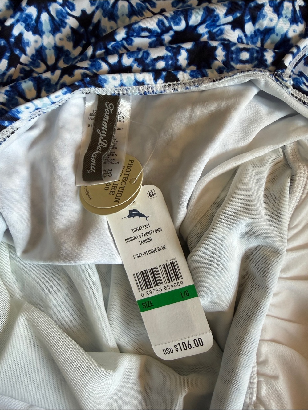 Tommy Bahama ☀️🌊IslandSculpt™ Cowrie Tankini Navy Blue White Size Large *NEW - Picture 4 of 9
